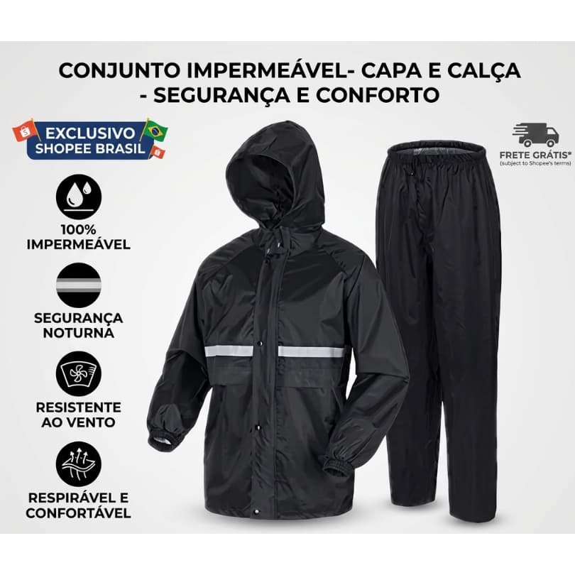 Conjunto de capa de chuva com capô dividida à prova de vento e de chuva para motocicleta
