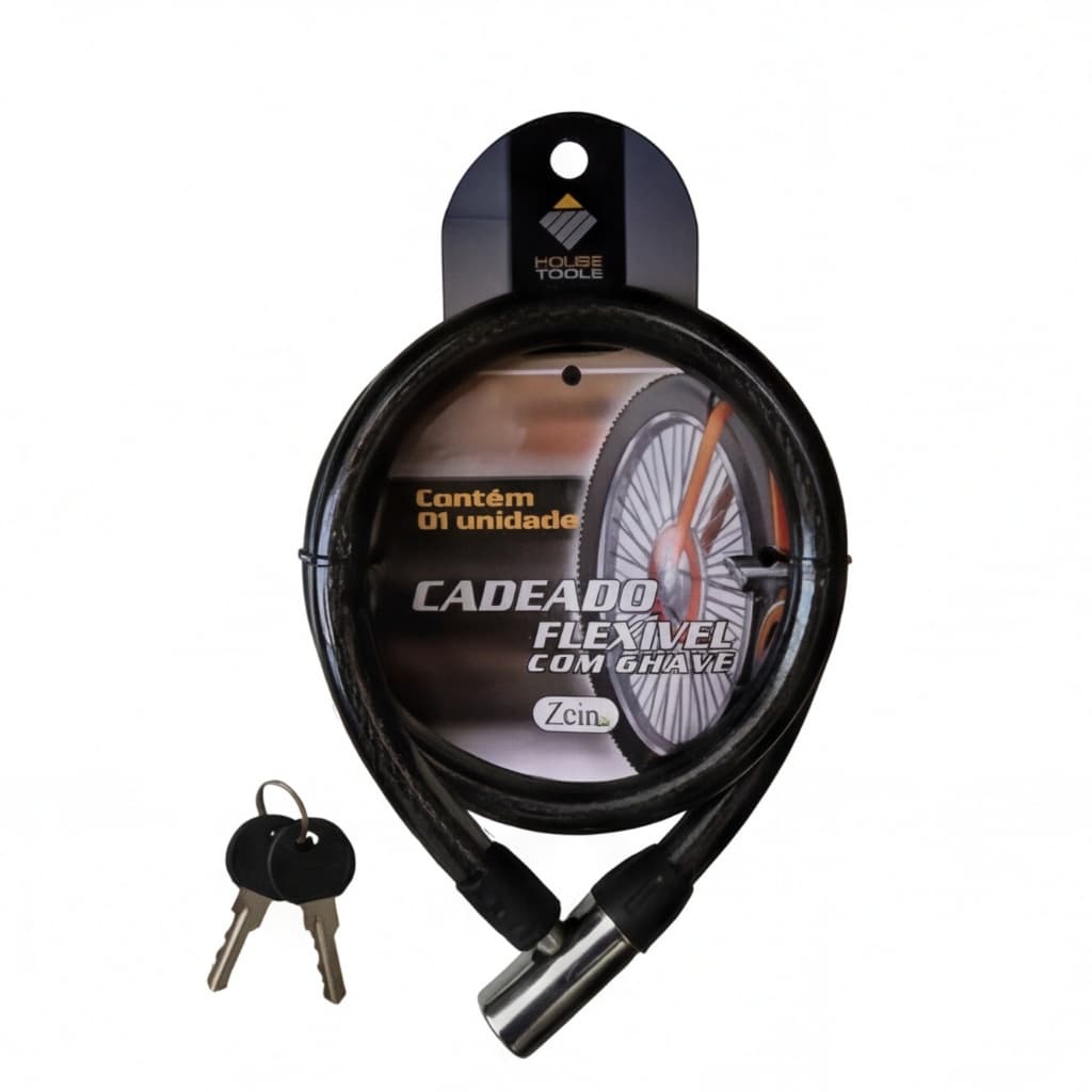 Cadeado Flexível Espiral com Chave para Bicicleta Bike Trava de Segurança Antifurto