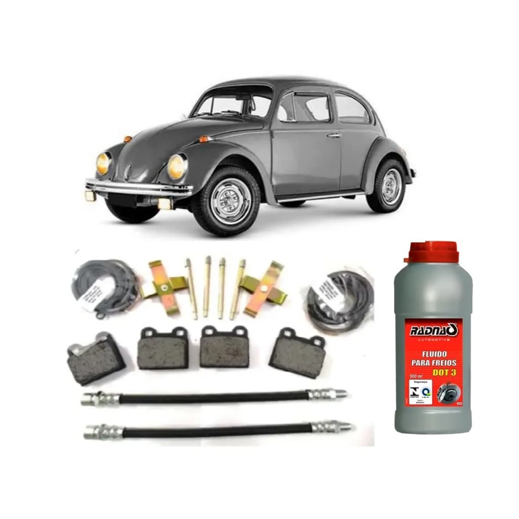 kit Reparo De Freio Pastilha Flexiveis Pinos Travas fluido de freio dot 3 500ml Do vw Fusca 1600