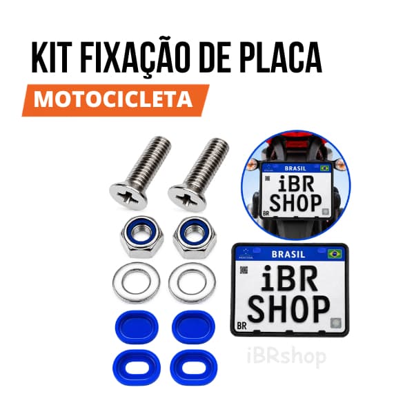 KIT Lacre Parafuso Porca Arruela INOX para fixar Placa de Moto