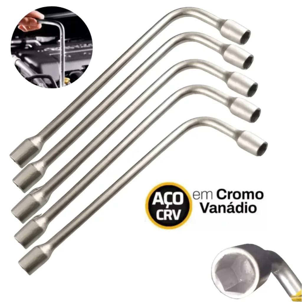 Kit Chave Biela Longa 08/09/10/11/12mm - 5 Peças - Cromo Vanadium Reforçada Profissional
