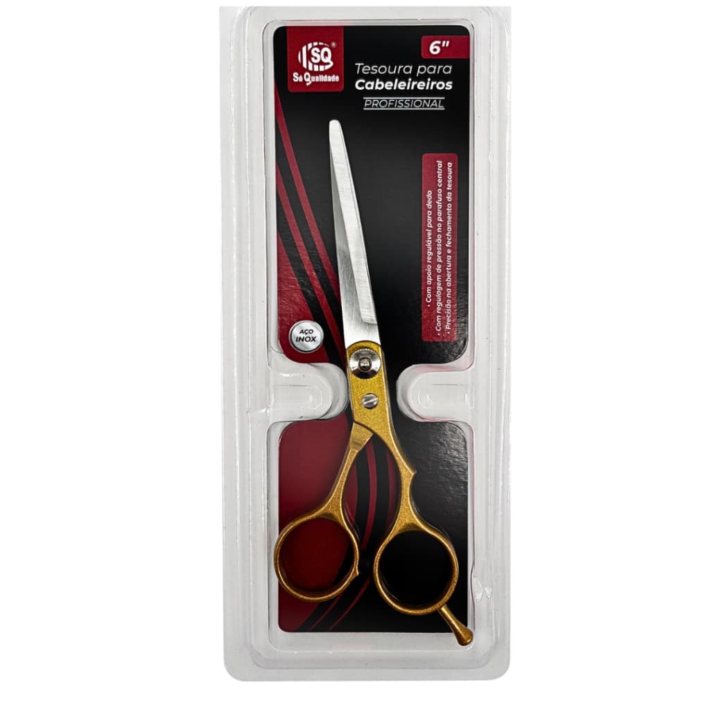 Tesoura 6 Polegadas Corte Profissional Cabeleireiro Barbeiro Barbearia Cabelo Domestico Salao