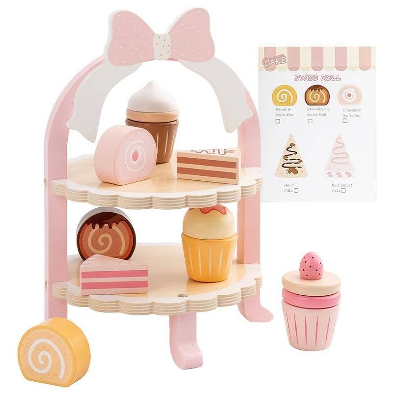 Brinquedo Doceria De Madeira Montessori Pedagógico - Cupcake, Rocambole e Bolo