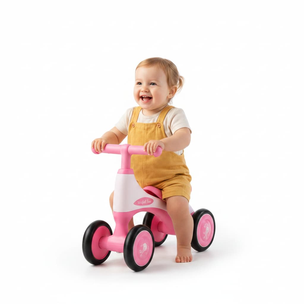Bicicleta Infantil Equilíbrio 4 Rodas Rosa Segurança Diversão
