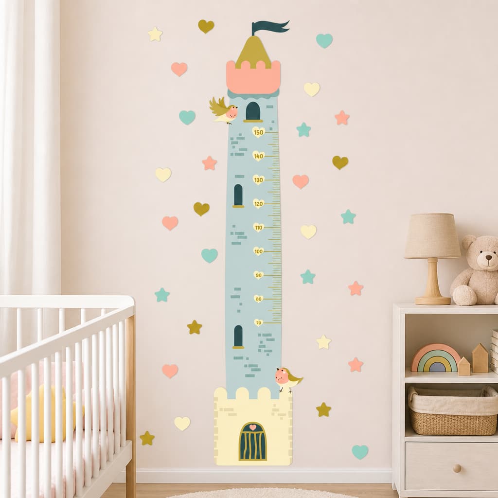 Régua de Crescimento Infantil Adesivo Decorativo Castelo Quarto