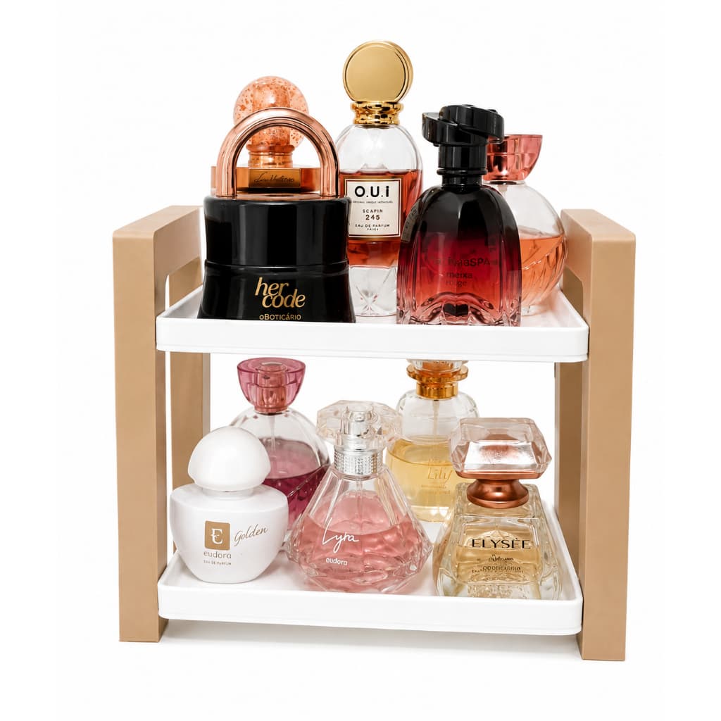Organizador de Perfumes 2 Andares | Bandeja para Maquiagem e Cosméticos | Organizador de Penteadeira