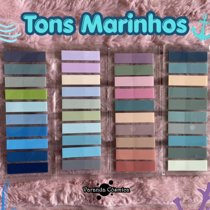 Notas Adesivas 🐟 TONS MARINHOS 🐚 Flags para livros / Notas Transparentes / Marcadores de página / Bloco Escolar