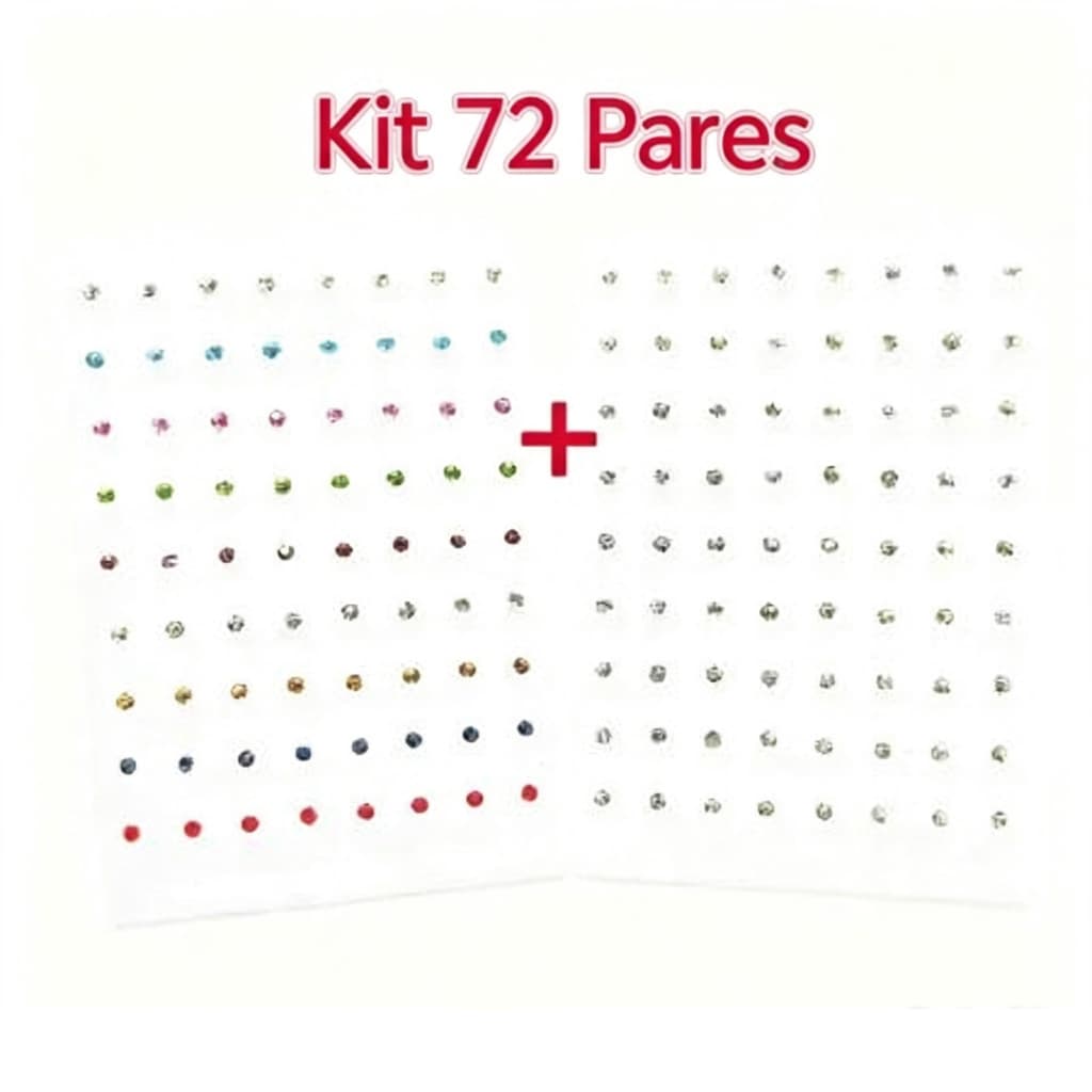 Kit 36 -72 -108 Pares Brinco ponto de luz com pedrinha zircônia 2mm 2.5mm 3mm