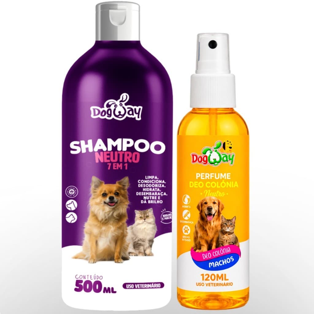Kit Shampoo 7 Em 1 e Perfume Cães E Gatos Cachorro Pet