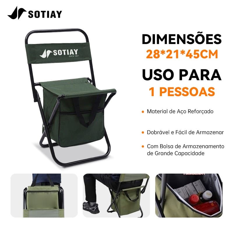 Cadeira Dobrável Pé de Metal Portátil Impermeável Pesca Praia Acampamento Trilha Com Bolsa
