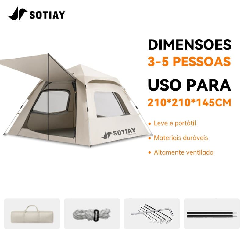 Sotiay Tenda Camping 2-5 Pessoas Automática Série Distante | Anti-UV com Vestíbulo