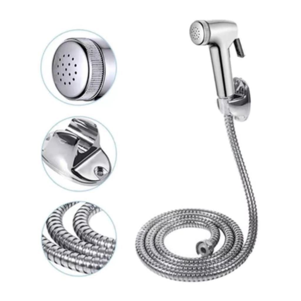 Ducha Higiênica Mangueira Flexível 1,20 Mt Com Gatilho Metal Cromado Sem Registro