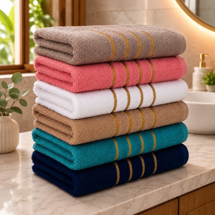 Kit 2 Toalhas de Banho Premium 70x130cm 100% Algodão Super Macias Felpudas com Detalhe Dourado Cores Sortidas