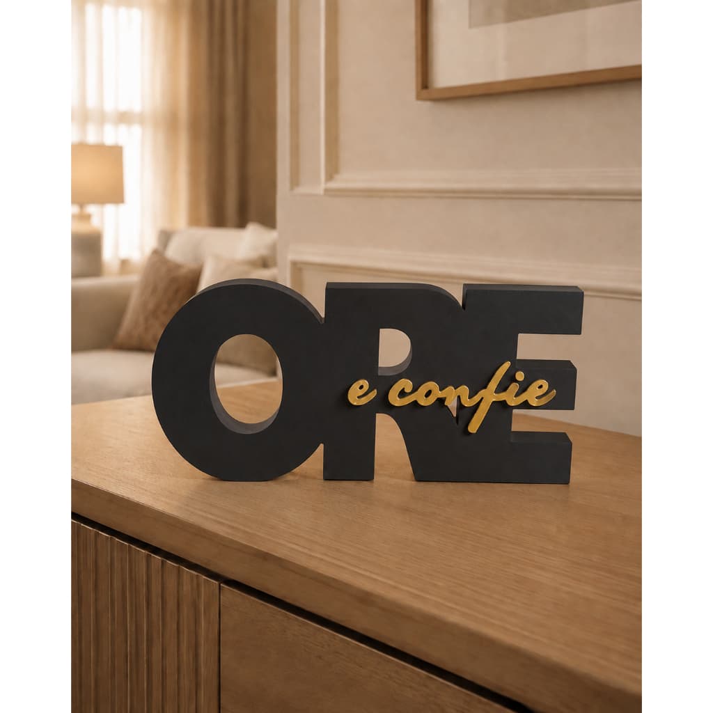 Ore e Confie Enfeite Decorativo Palavra Mesa Decoração Cristã Fé Religiosa Presente Evangélico Gospel Aparador