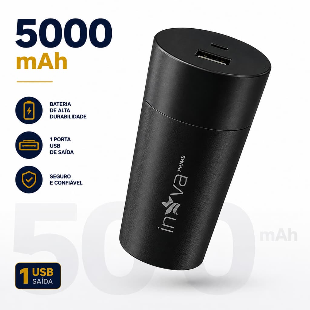 Power Bank Inova Prime 5000mAh Carregador Portátil USB POW-1013