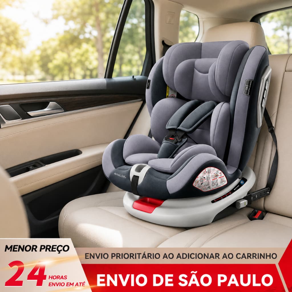 BAIERDI Assento infantil veicular giratório 360° ISOFIX, estrutura reclinável para crianças na faixa etária 0‑12 anos