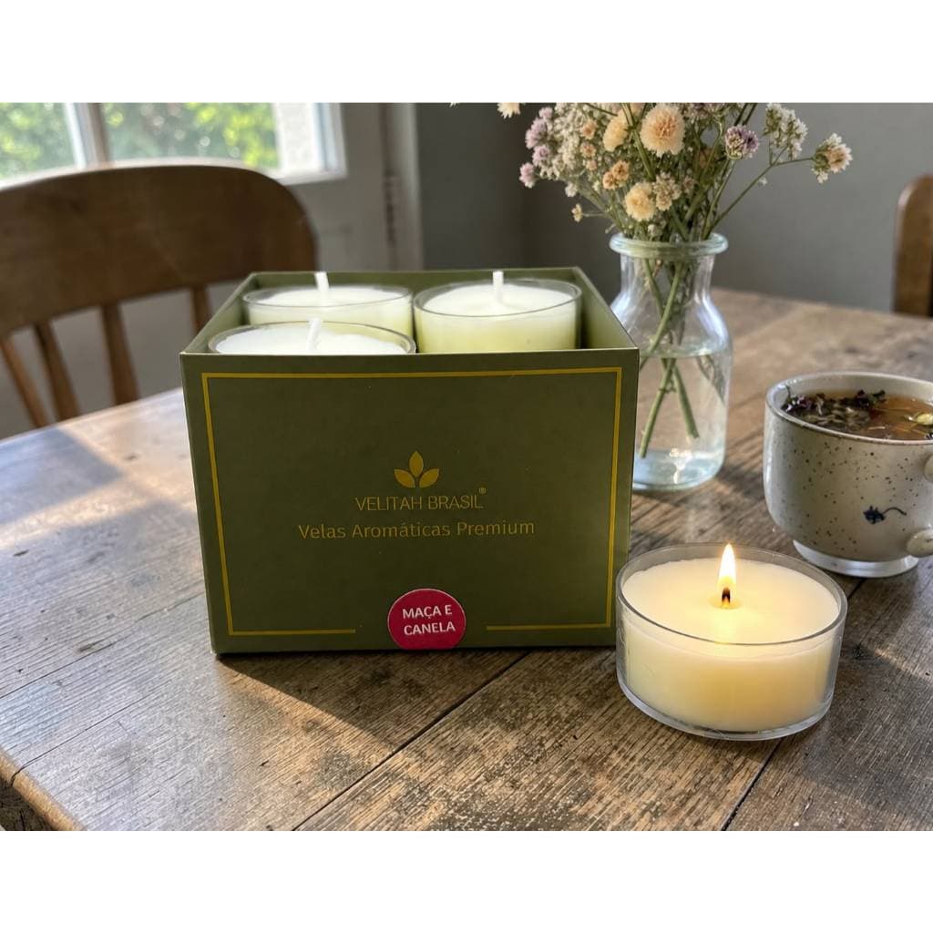 Vela Aromática Premium Maçã e Canela C/12 Mini Velas Velitah Brasil