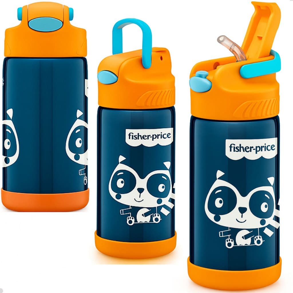Garrafa antivazamento Fisher Price 400ML Térmica Aço Inox Original Hot e cold Até 7 Horas BPA Free