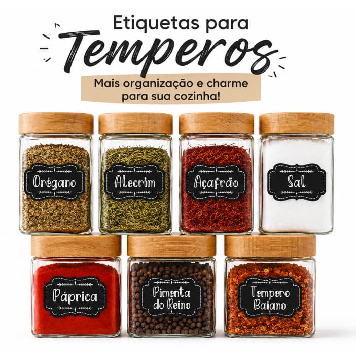 Etiquetas adesivas TEMPERO - 33 etiquetas - Vinil Resistente à água