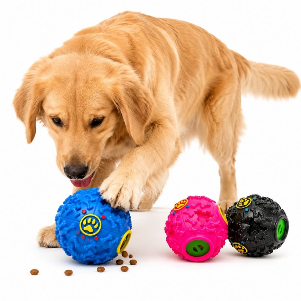 Bola Interativa Brinquedo Pet C/ Bola Porta Petisco Ração Para Cachorros Brinquedo Pet Com Apito Som