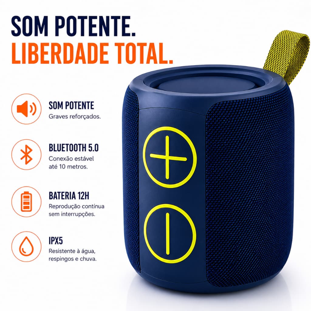 Caixa de Som Bluetooth Potente Portátil Sem Fio USB