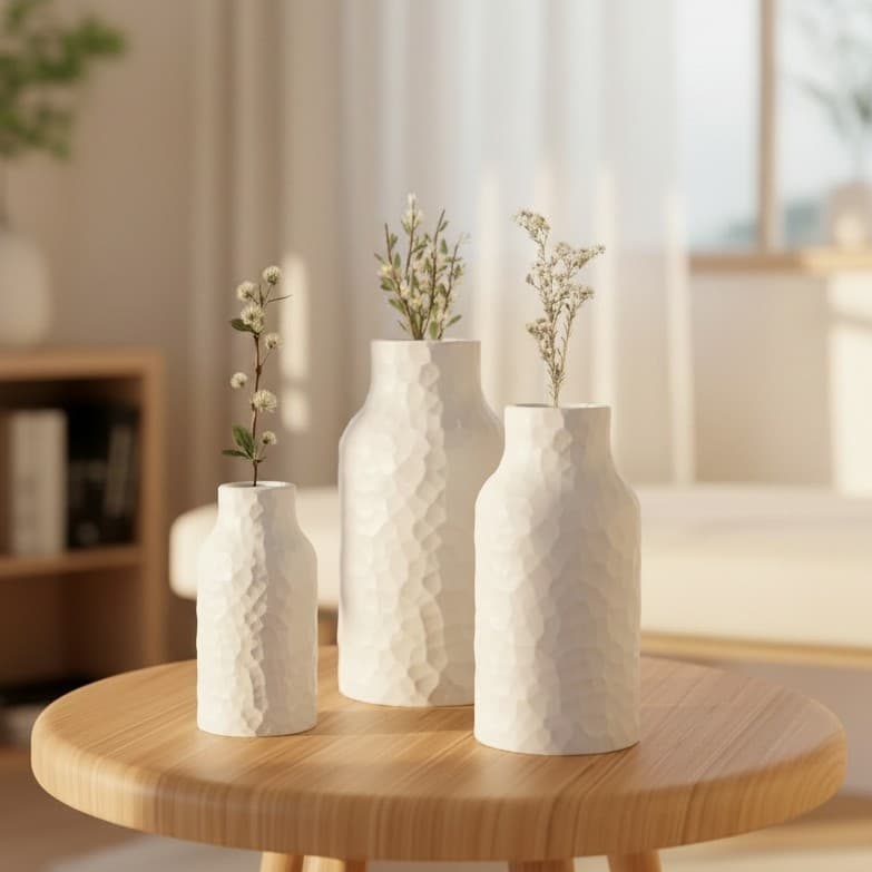 Kit Vasos Decorativos De Mesa Minimalista Geométrico Vaso Para Planta Seca Sala Rack