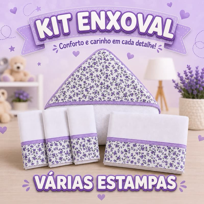 Kit Enxoval Completo Várias Estampas Menina 3 fraldas De Boca 1 Toalha De Banho E 1 Fralda De Ombro 100%Algodão Luxo