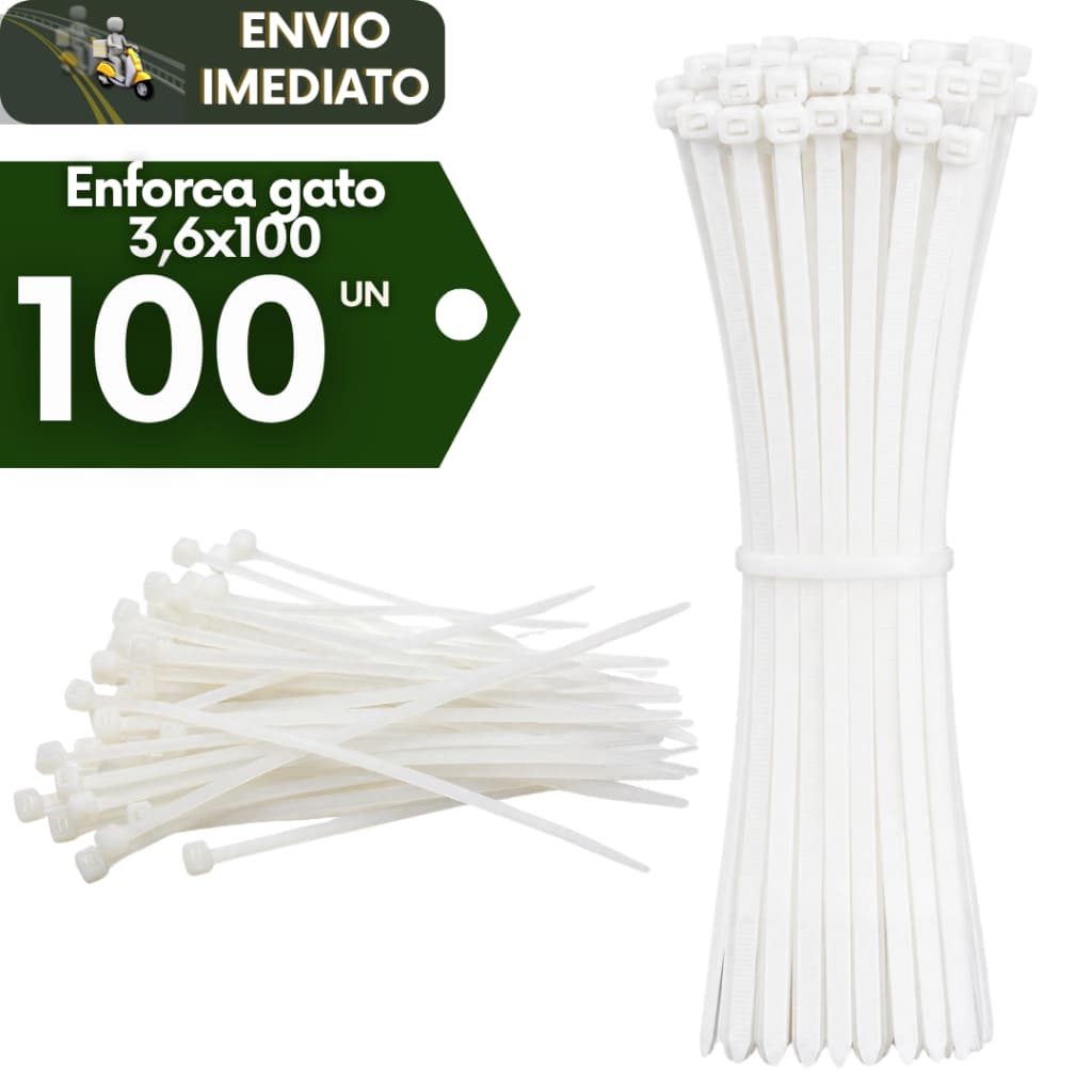 Kit 100 Abraçadeira de Nylon Enforca Gato 3,6X100MM Trava Resistencia e Durabilidade Alta Qualidade