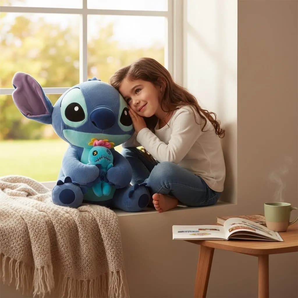 Pelúcia Stitch 40cm Lilo Stitch + Xepa Scrump 15cm Antialérgico Brinquedo