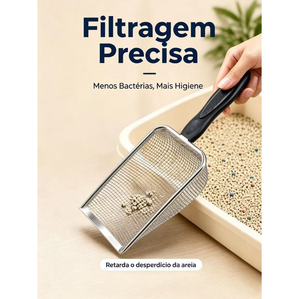Pá para Areia de Gato com Malha Fina, Remove Fezes com Agilidade, Acessório Essencial para Tutores
