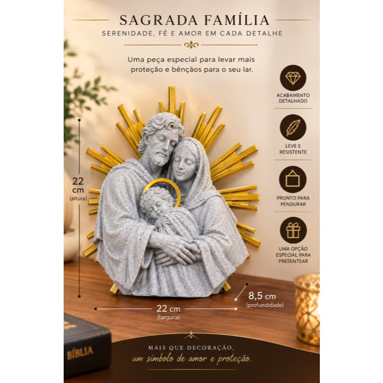 Escultura Sagrada Família – Imagem Religiosa Decorativa Luxo