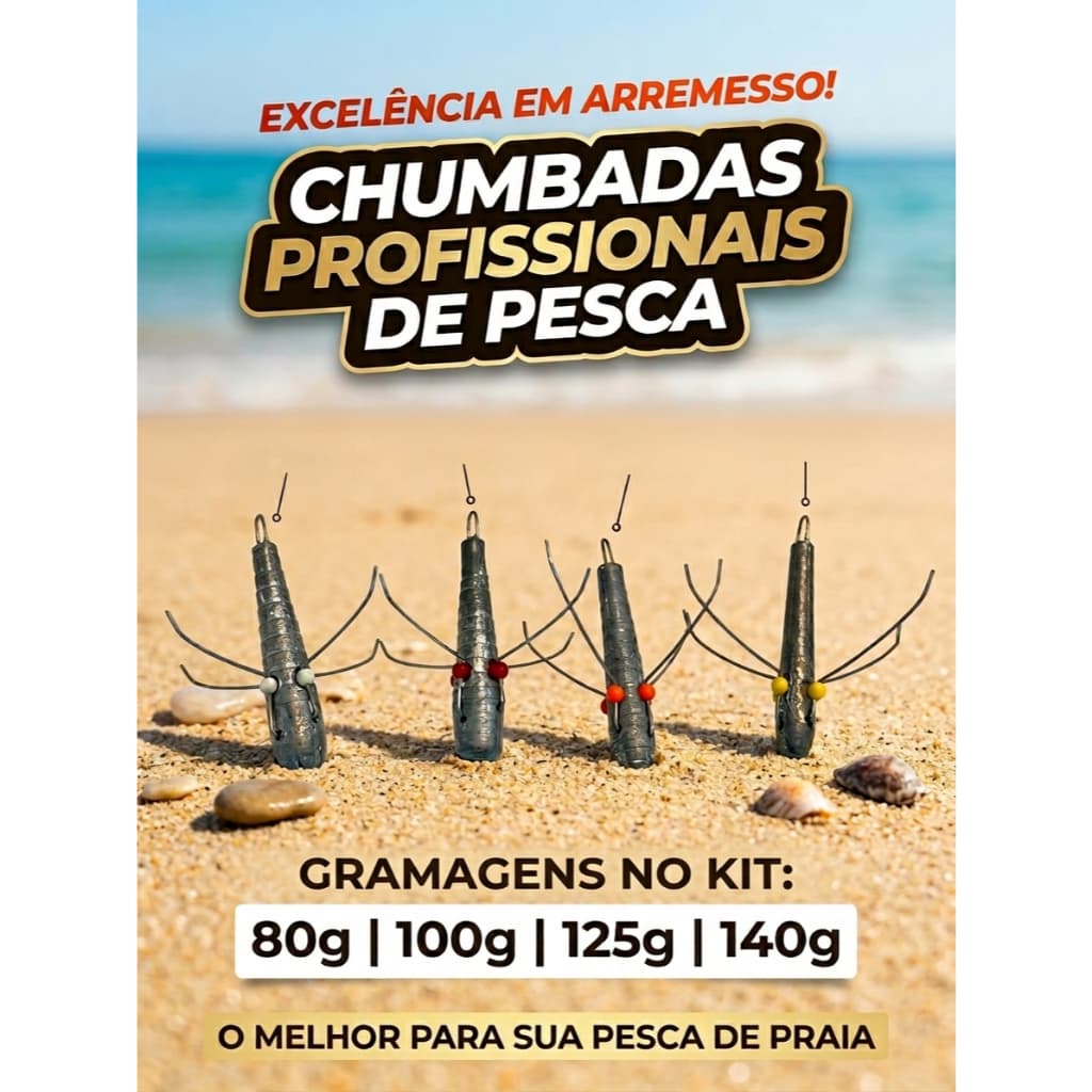 Kit  4un chumbada garateia desarme arame inox pesca de praia