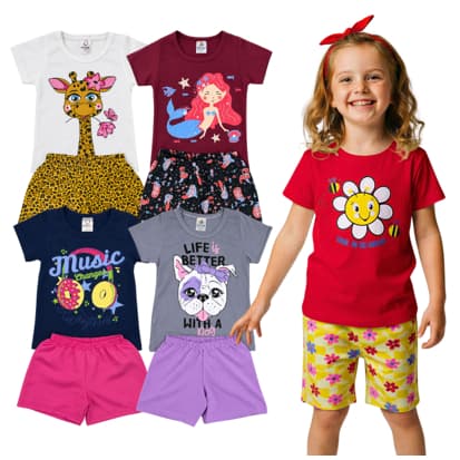 Kit 8 Peças de Roupas Infantil Menina Conjunto Verão Algodão envio 24 horas!