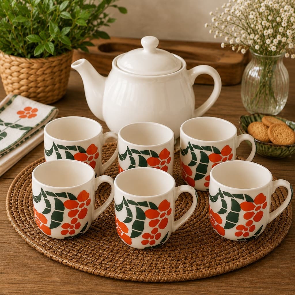 Xicara De Café 90 ml Cerâmica Flores