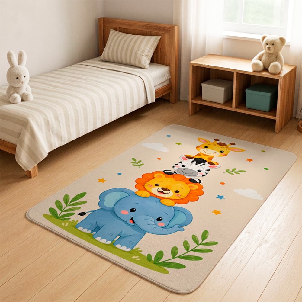 Tapete Kids Infantil Educativo Antiderrapante para Quarto Bebê Criança 69x118 Tapete de Atividades Estampas Diversas