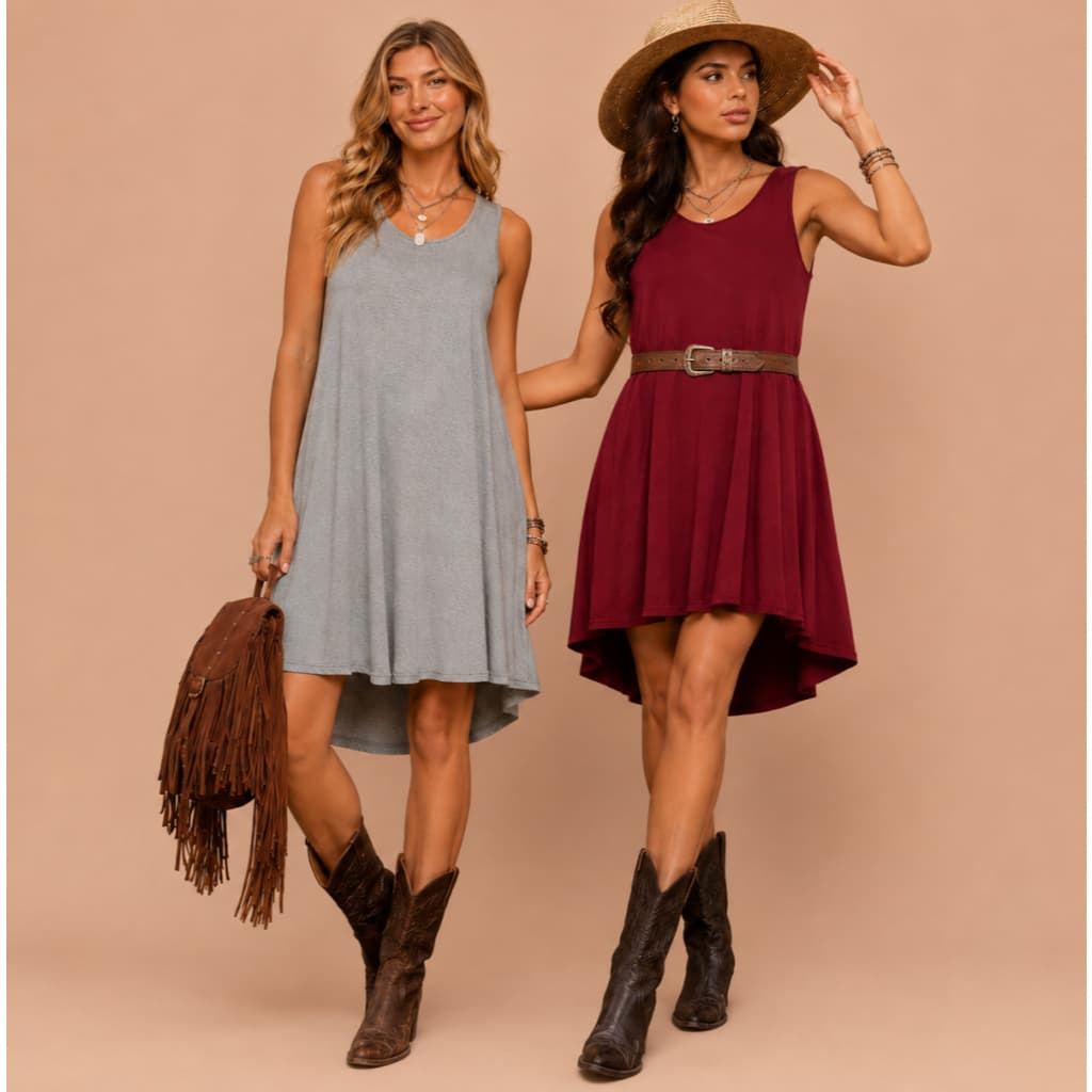 Kit 2 Vestidos Feminino Regata Curto em Viscolycra Liso e Elegante Vestido Curto Básico Liso Casual Dia a Dia