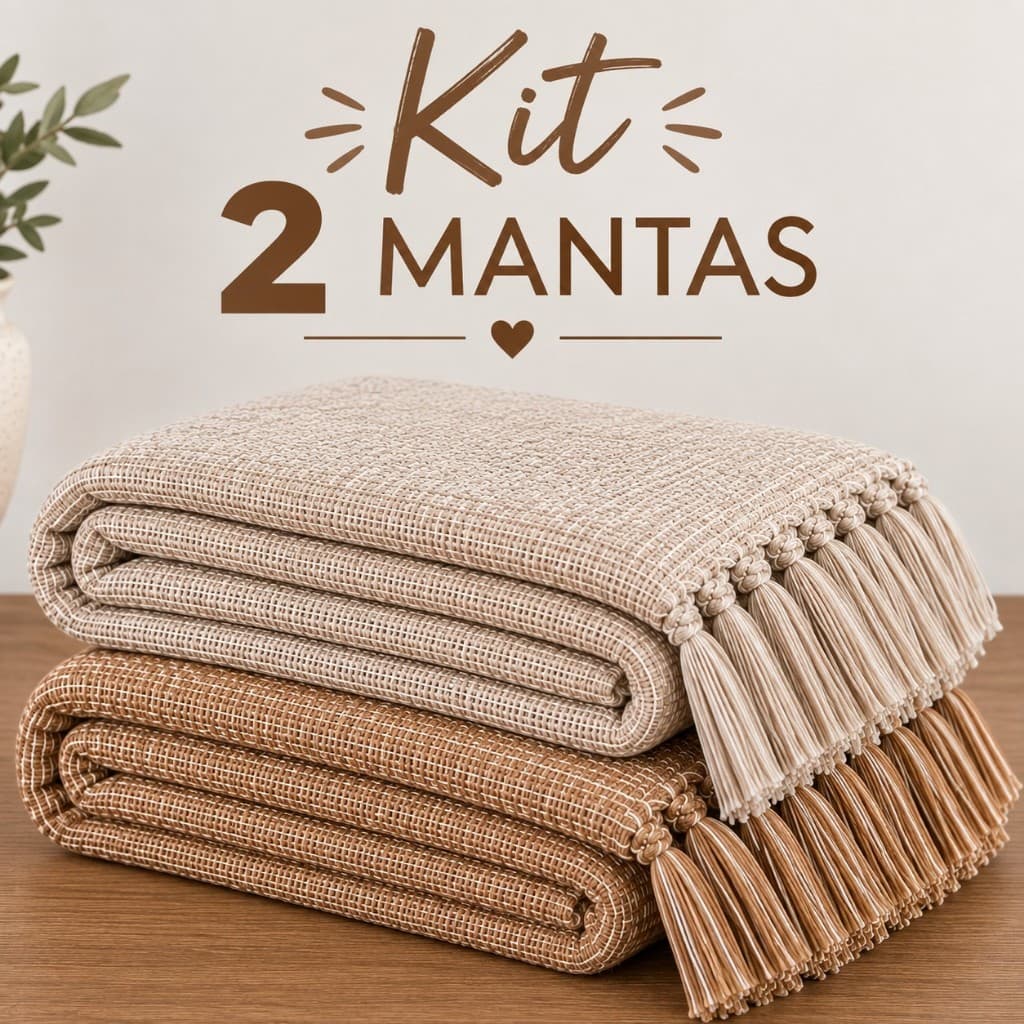 Kit 2 Mantas Para Sofá Grande 2,20x1,50 Decoração Sala de Estar 100% Algodão Premium
