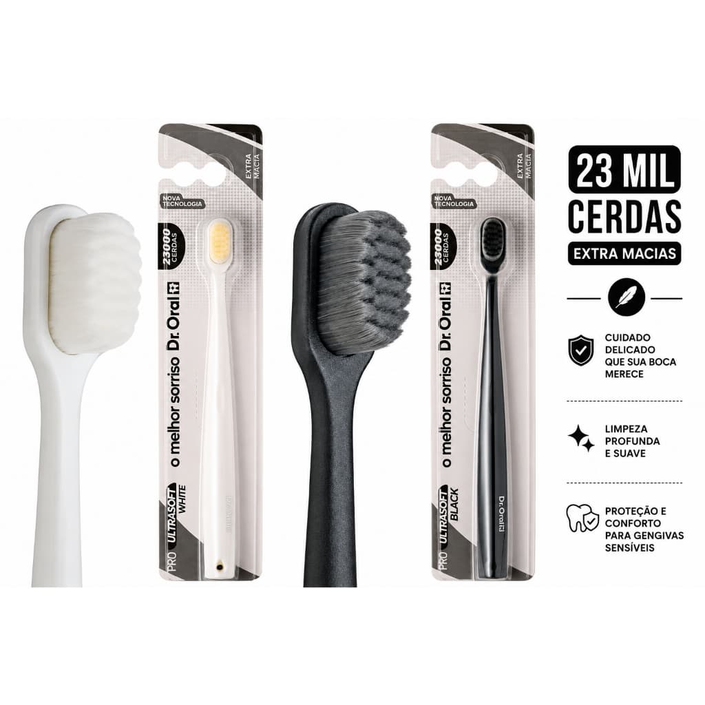 Escovas De Dentes Extra Macias 23 Mil Cerdas 2 Unidades Dr. Oral Saúde Bucal