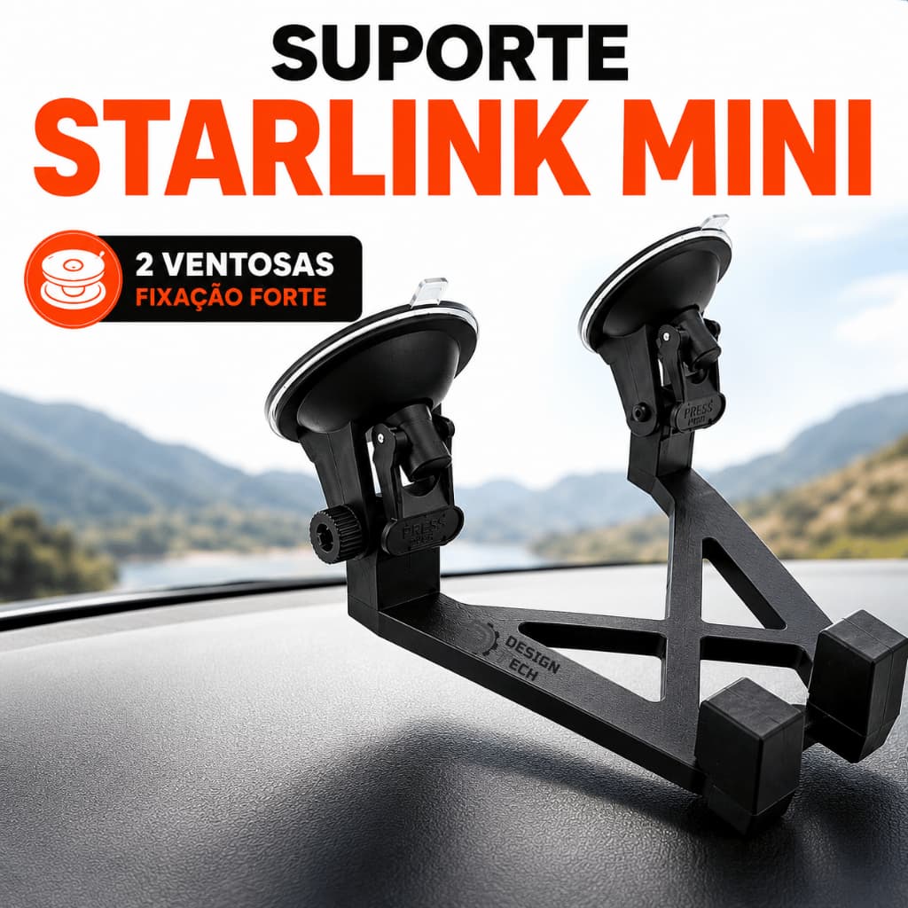 Suporte Starlink Mini Veicular Para Painel Carro 2 Ventosas Alta Fixação Reforçado