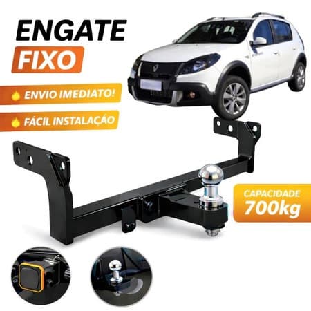 Engate Reboque Sandero 2008 à 2014 FIXO  700kg Inmetro + Bola Cromada