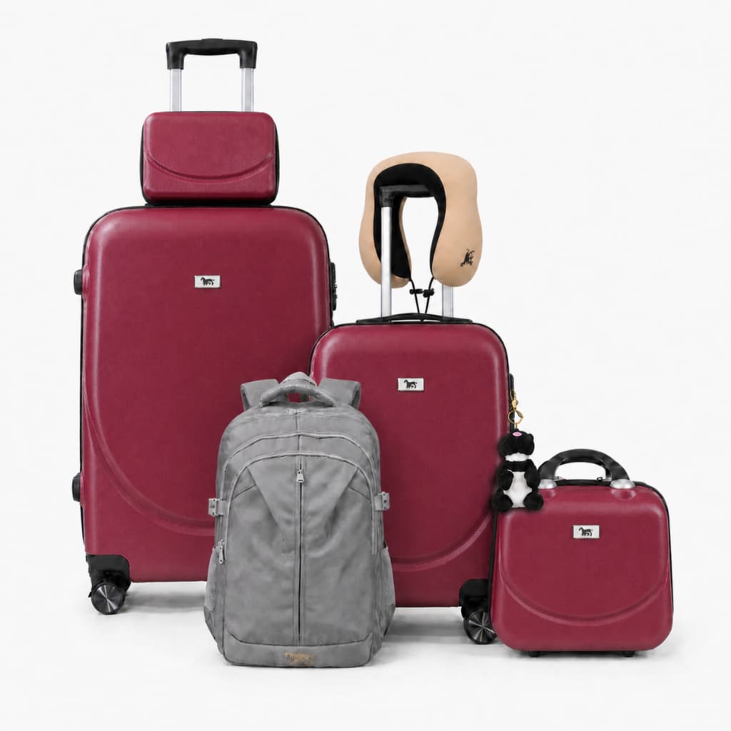 Kit Malas Viagem Despacho 23kg Bordo 10kg + Frasqueira + Necessaire + Mochila ABS Chapa Dupla