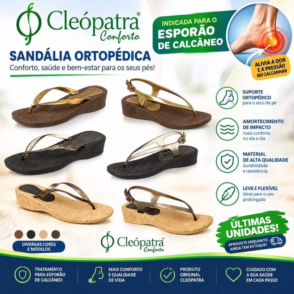 Chinelo Ortopédico Cleópatra Para Tratamento de Esporão de Calcâneo e Dores nos Pés!