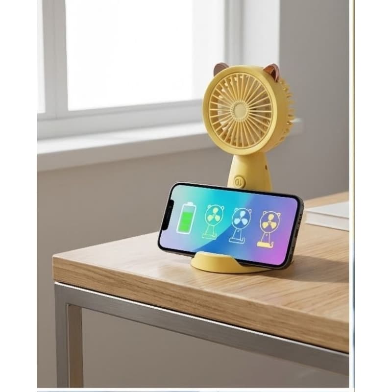 Mini Ventilador Portátil com Suporte Celular