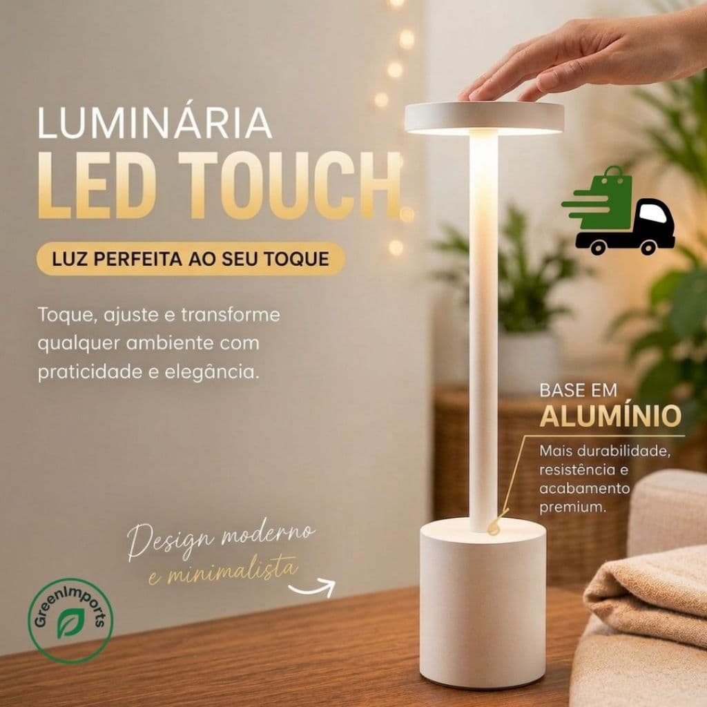 Luminaria Touch Led Sem Fio Recarregavel Aluminio P/ Mesa Cabeceira Quarto Escritorio Luminaria De Mesa Alta Qualidade