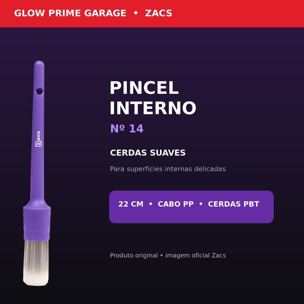 Pincel de Detalhamento Interno Zacs Nº 14 Cerdas Suaves