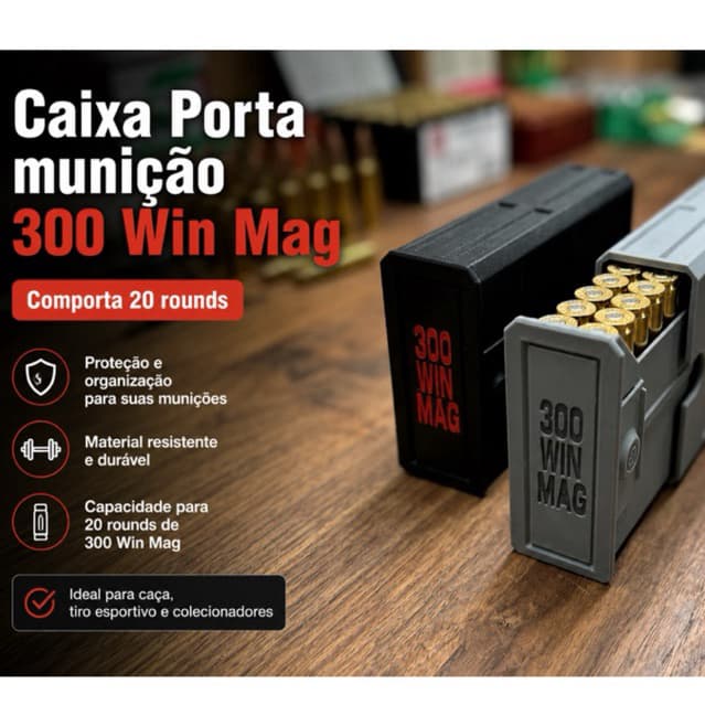 Caixa Porta Cartucho 300 Win Mag