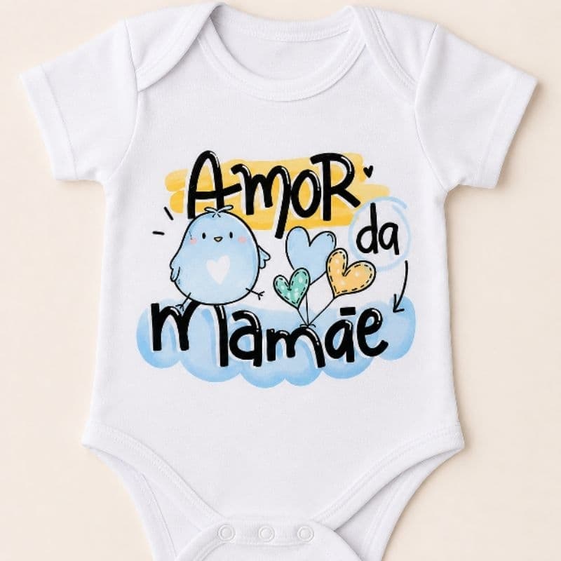 Body Bebê  Amor da Mamãe | Body Infantil 100% Algodão | Roupa Bebê RN P M G