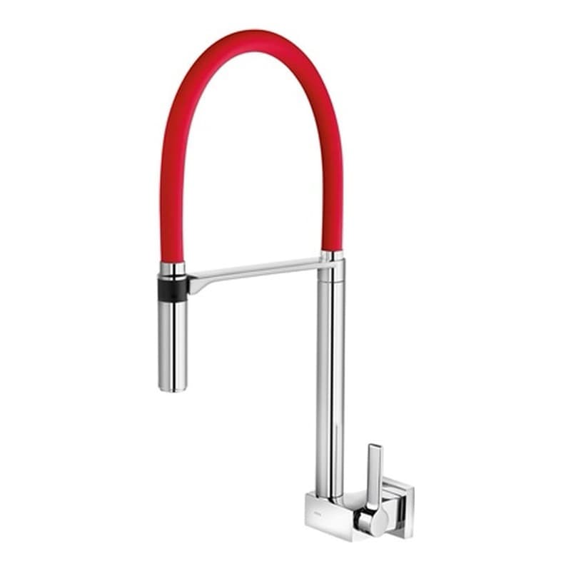 Torneira para Cozinha de Parede Bica Alta DOC Cromada e Vermelha Docol 56253