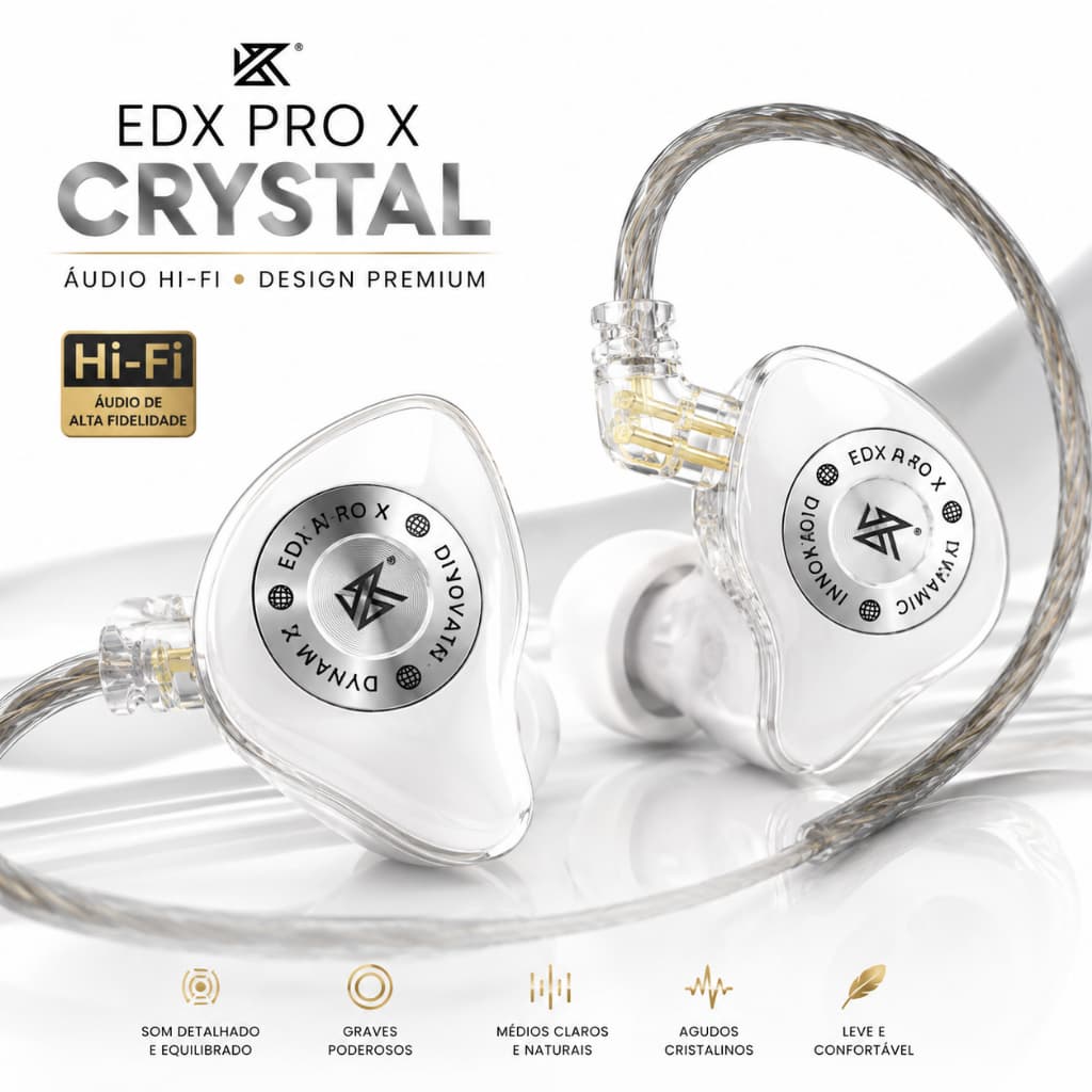 KZ EDX Pro X Fone In Ear HiFi Profissional Retorno de Palco Gamer com Microfone