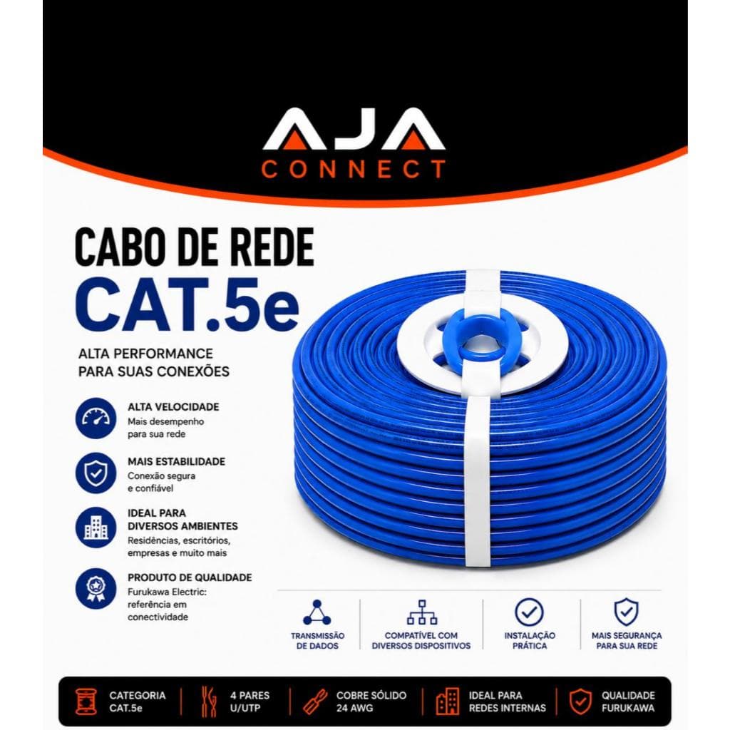 CABO DE REDE FURUKAWA MULTILAN CAT.5e - 100 Metros– ALTA PERFORMANCE - 100% Cobre